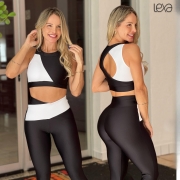 Conjunto Alessandra Cirré Preto Detalhes Branco