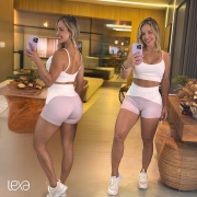 Conjunto Liz Luara Canelado Tecnológico Branco e Lavanda