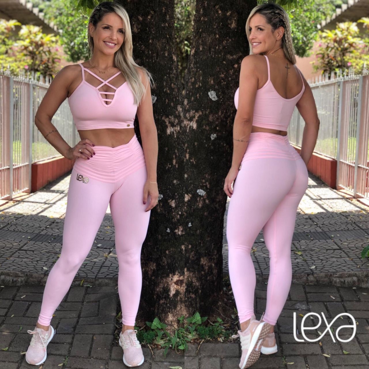 legging rosa bebe academia