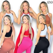 Legging Canelada Recorte Empina Bumbum Várias Cores