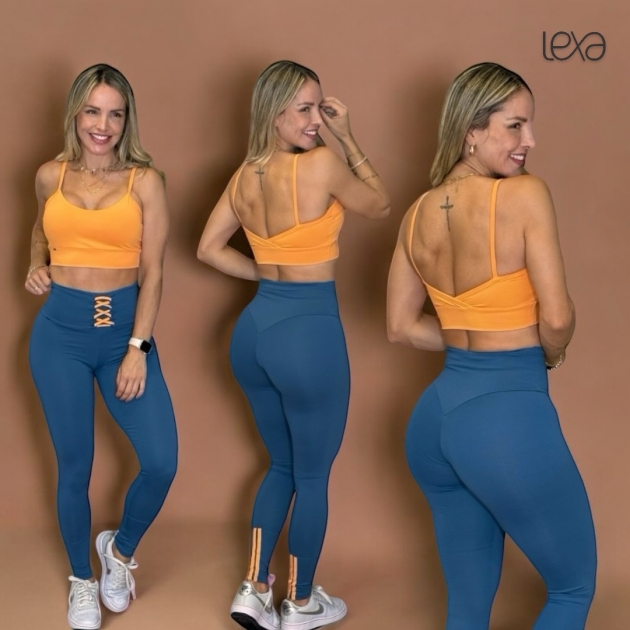 Legging Lolly Petróleo Detalhes Laranjinha